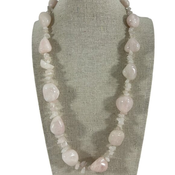 White Quartz Nugget Bead Necklace Natural Polished Gemstone Chippy READ - Picture 9 of 9